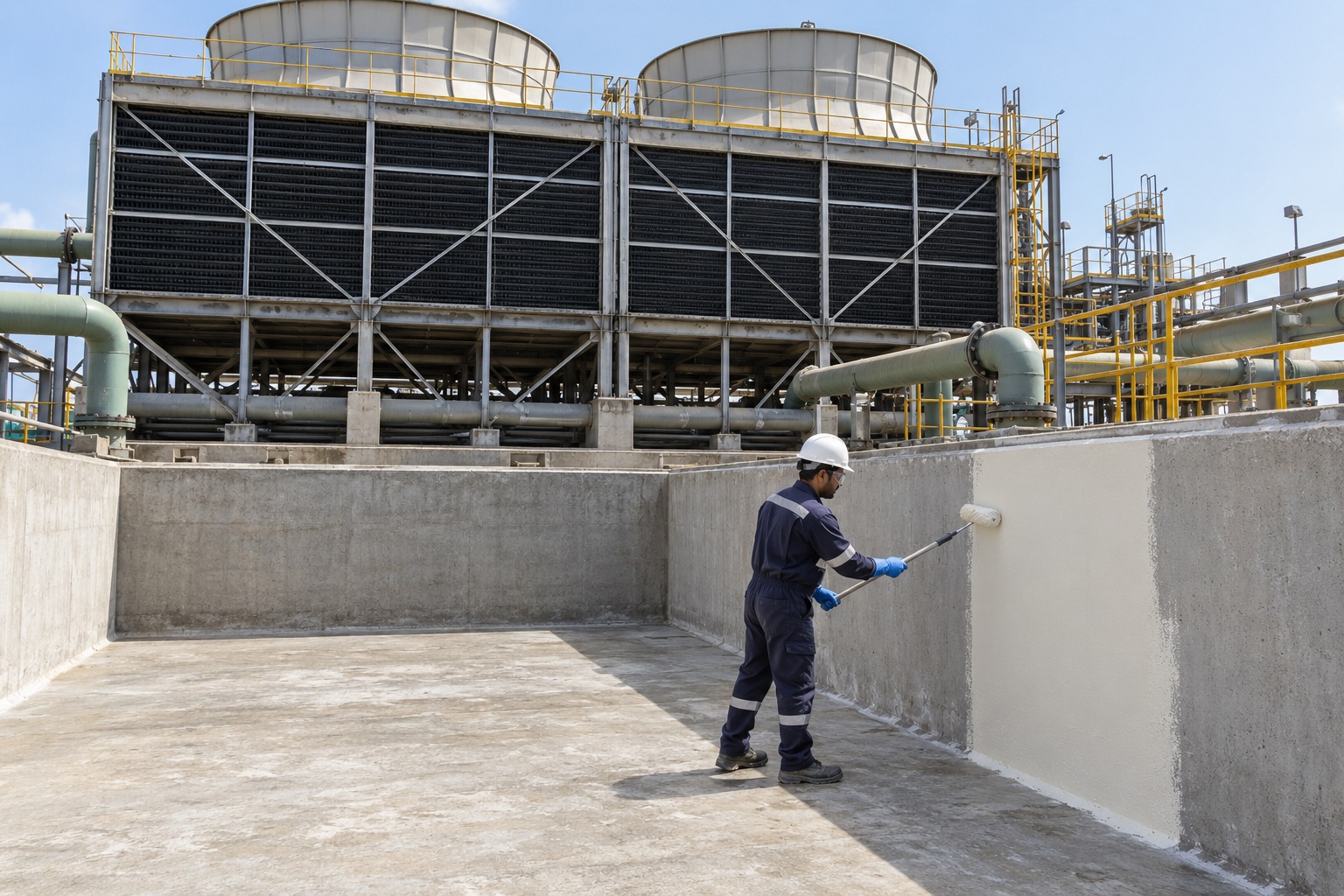AI illustration of cooling-tower concrete protection
