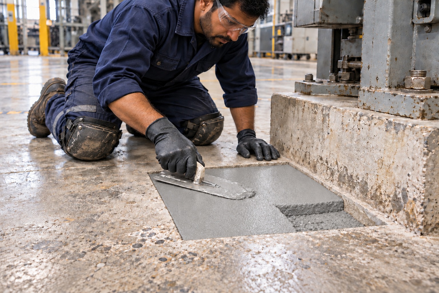 AI illustration of industrial floor repair with 750 Stanfloor