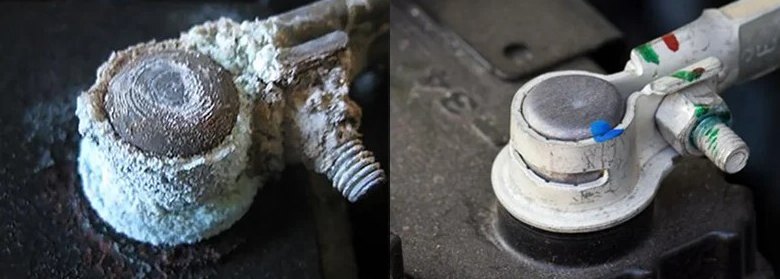 Corrosion neutralised on battery terminals.