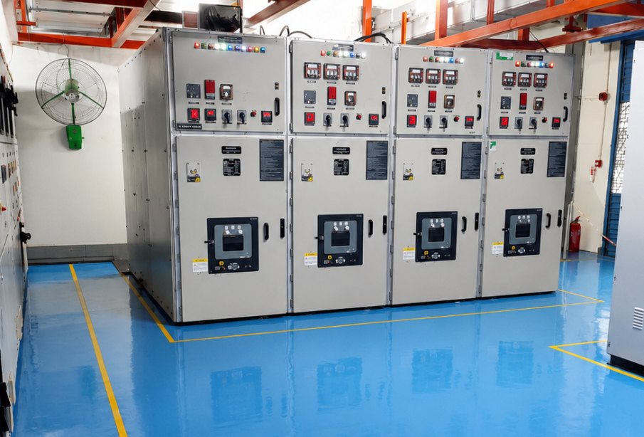 A certified dielectric floor in a panel room.