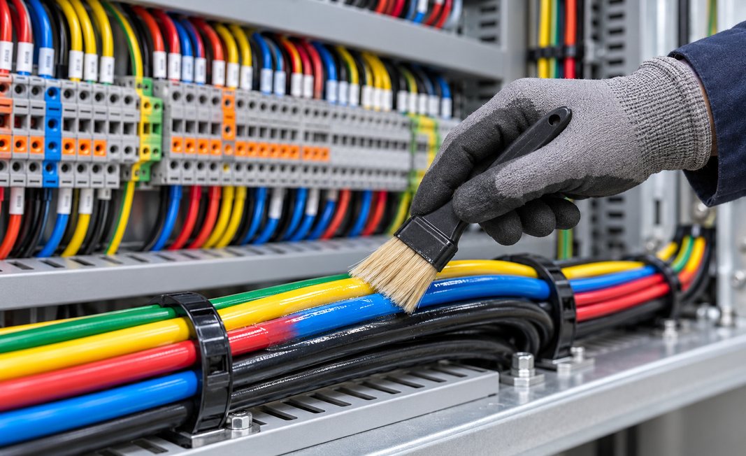 Protect insulation. Keep cable colours visible.