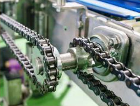 A high-speed roller chain that will not throw its lubricant.