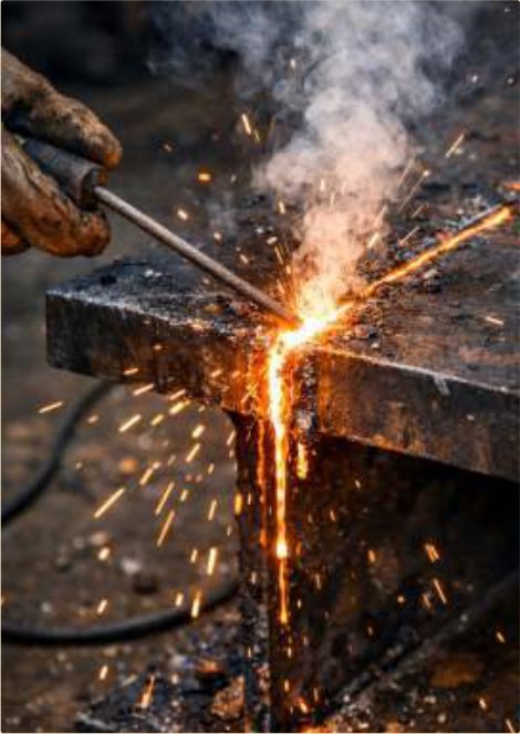 Any metal cut with a stick electrode — low HAZ, no gas set.