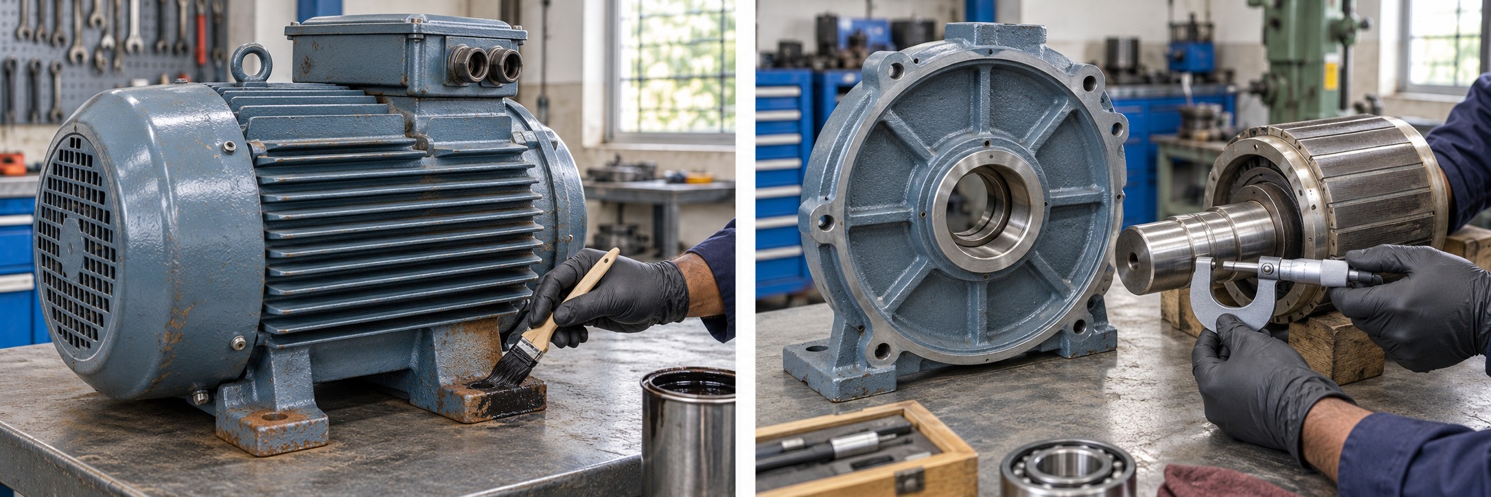 External rust treatment and bearing-seat assessment. Illustrative applications.