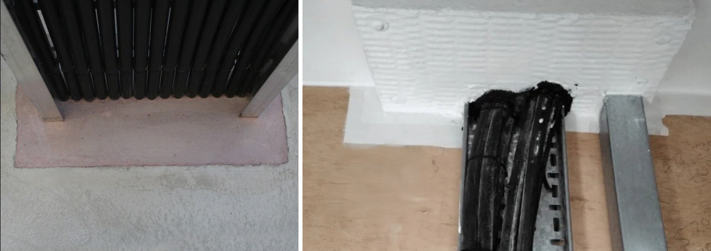 Mortar + mineral wool — the two systems in one barrier.
