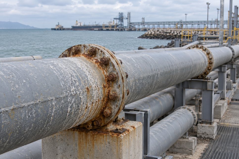 Pipelines exposed to coastal salt