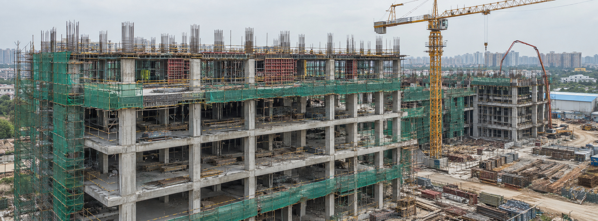 Building under construction. Illustrative scene.