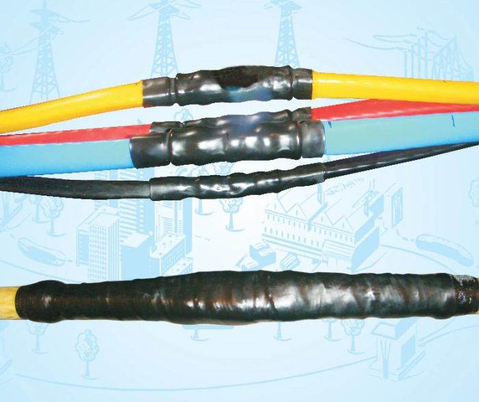 Aged cable joints given a new protective skin.
