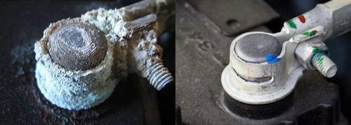 Corrosion neutralised on battery terminals.