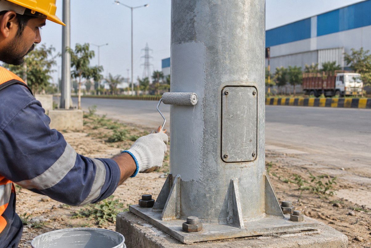 METAL LIGHTING POLES: Help protect people and animals from shock. Resist corrosion.