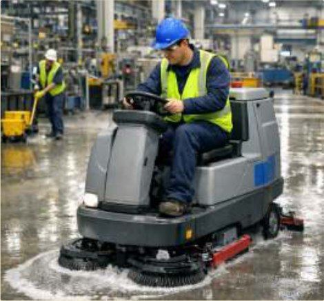 Industrial floors and machinery cleaned from a single concentrate.