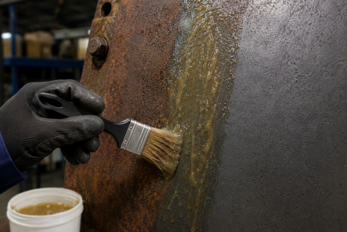 Rust, oxidation and stain lifted by a hand-applied acid gel.