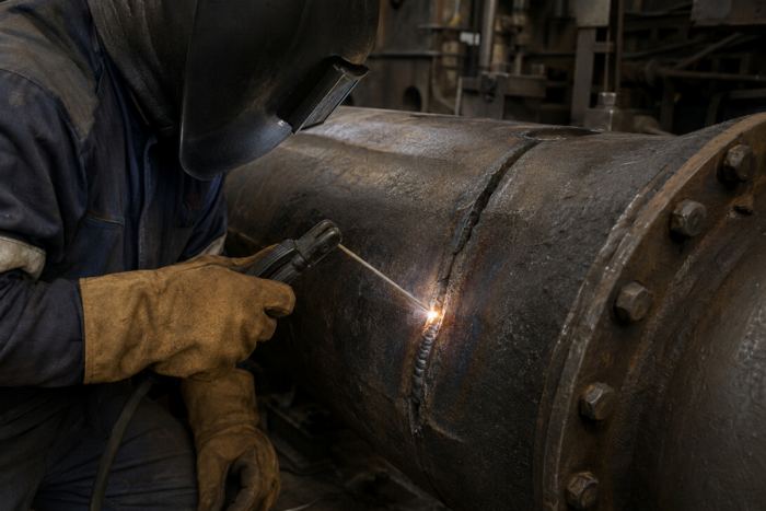 An emergency high-temperature repair — no PWHT required.