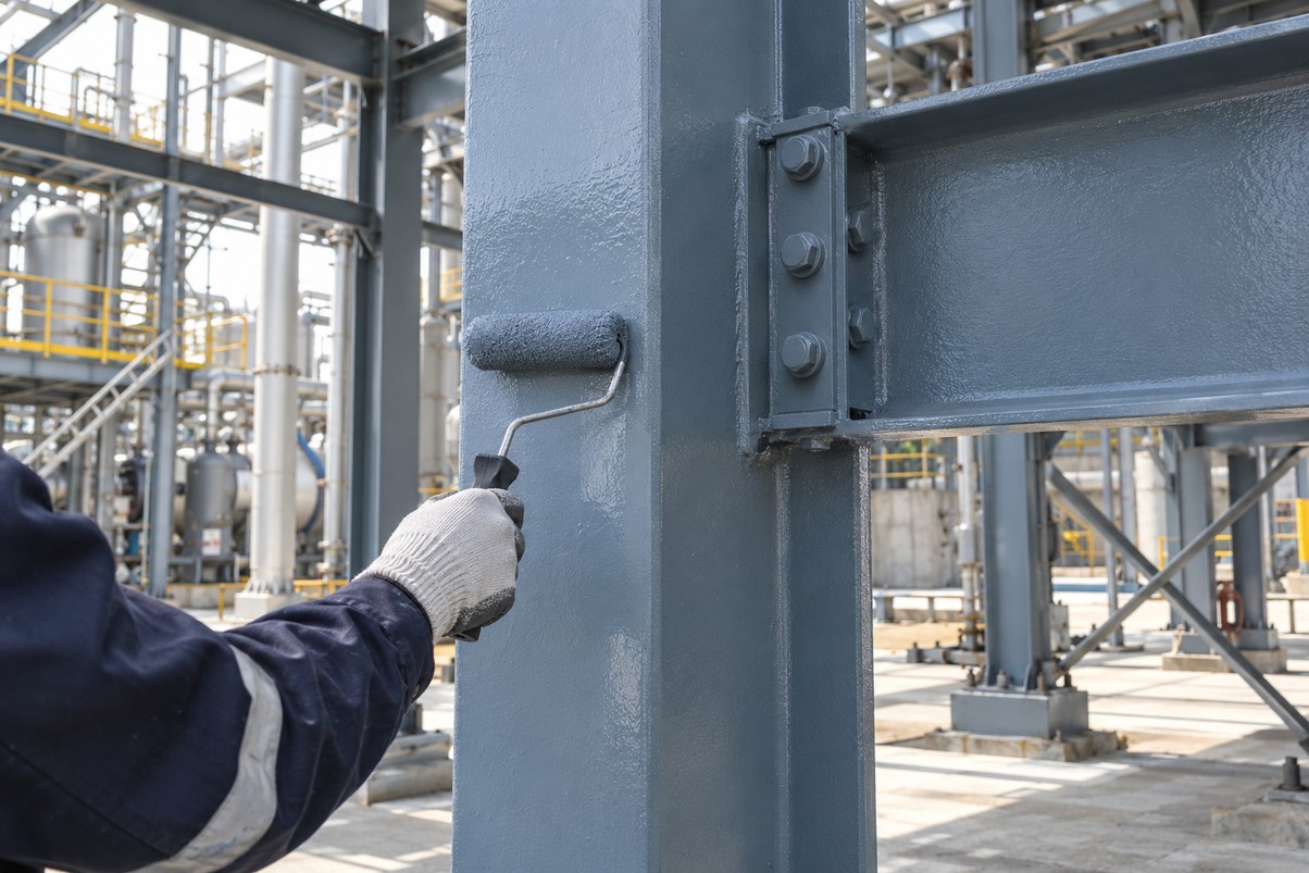 PLANT STEELWORK: Longer corrosion protection, even in dusty plant areas.