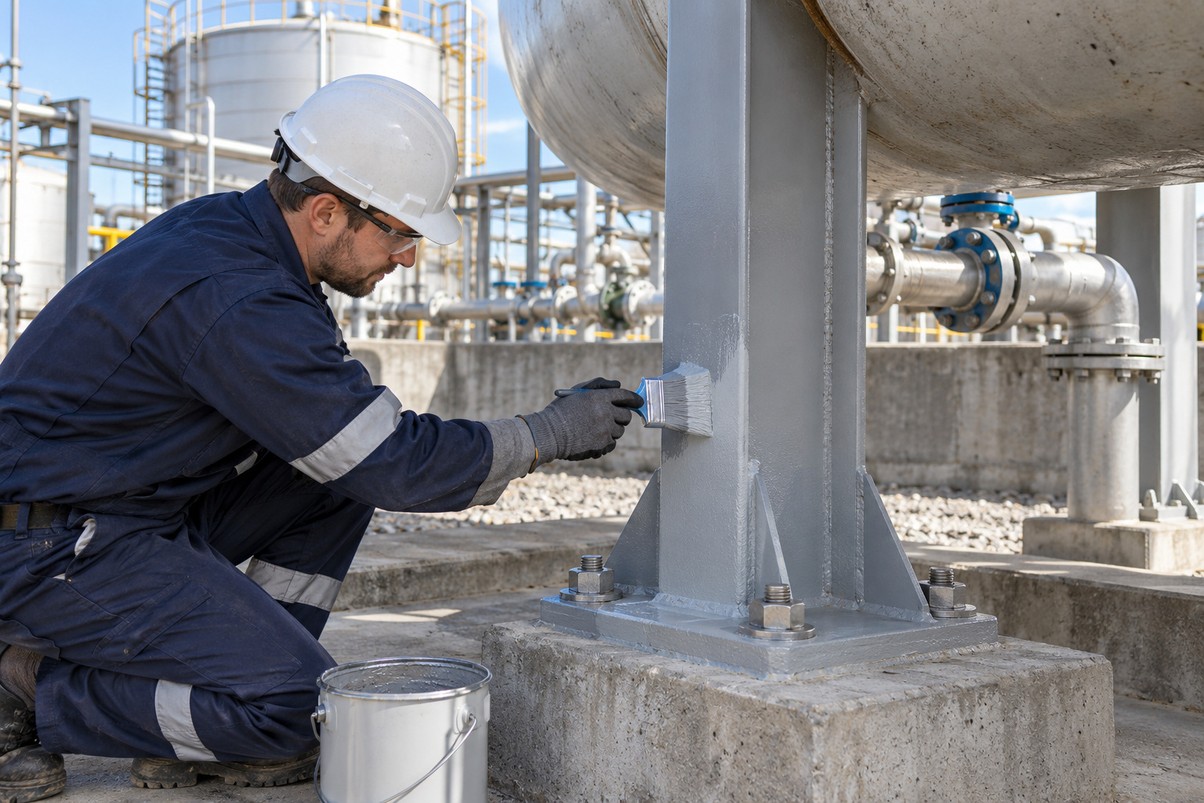 STEEL IN CHEMICAL AREAS: Steelwork resists acid attack, cracking and peeling.