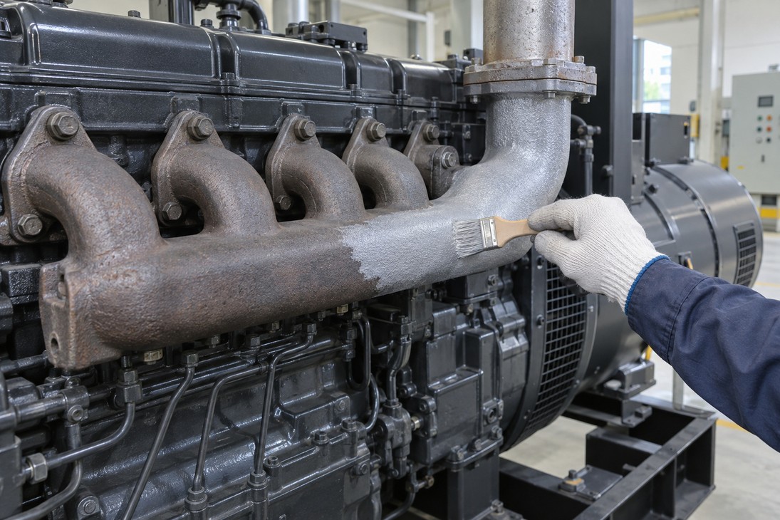 DG SET EXHAUST MANIFOLDS: Cut radiant heat loss. Save energy. Unique 2K system - will not peel off.