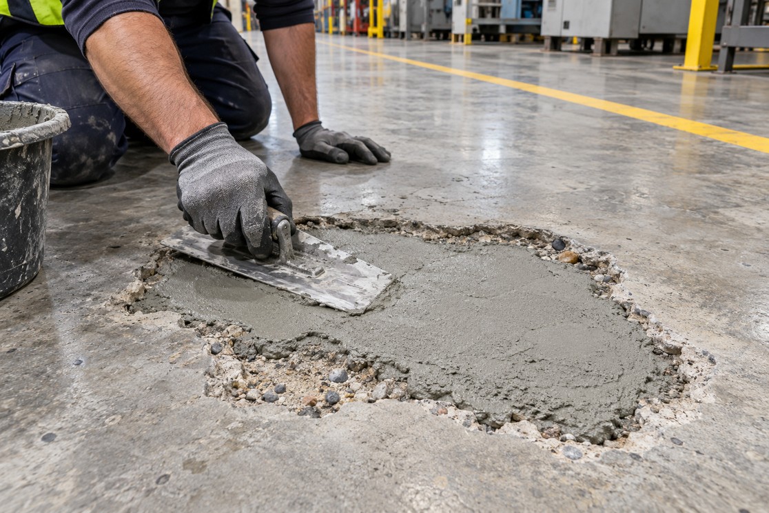 INDUSTRIAL FLOOR POTHOLES: Repair between shifts. Reopen to traffic in 4 hours.