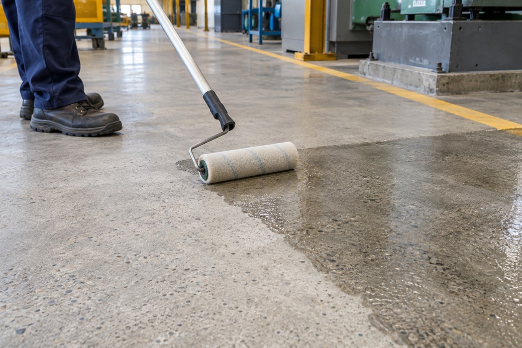 CONCRETE FLOORS: Cut dusting and wear. Resist water and oil absorption.