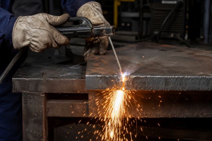 Any metal cut with a stick electrode — low HAZ, no gas set.